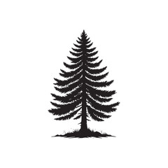 Pine tree silhouette vector design art illustration