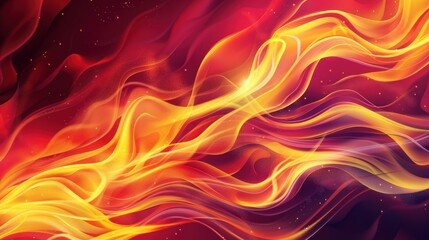Abstract Swirling Yellow and Red Flame-Like Design