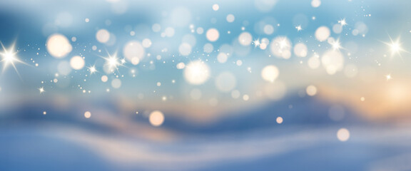 Snowflakes On Snow With Bokeh Of Christmas Lights