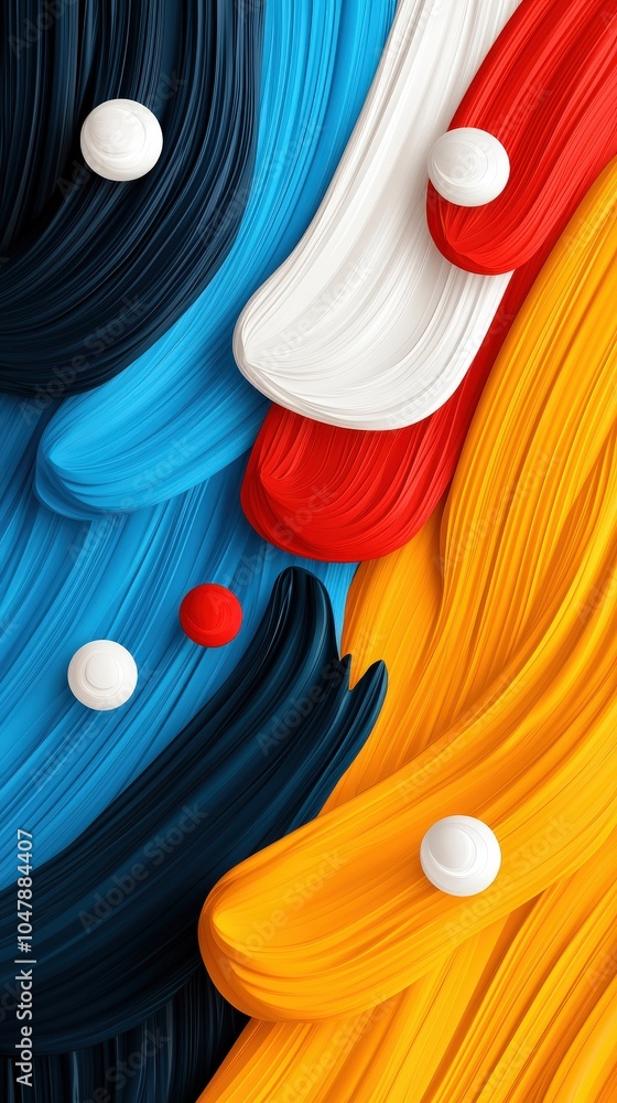 Poster energetic abstract background with dynamic brush strokes in primary colors