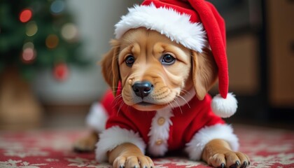  Joyful puppy in festive attire ready for the holiday season