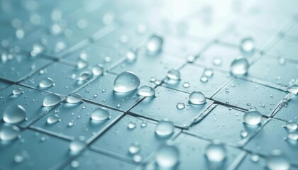  Raindrops on a tile surface closeup