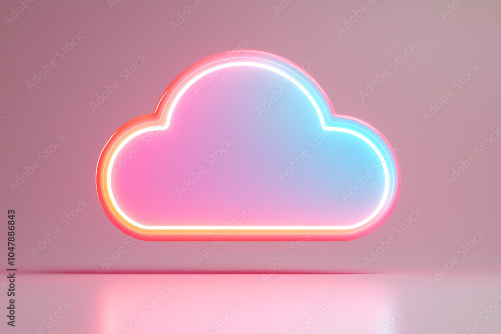 Poster serverless cloud systems, multilayered data holograms, futuristic tech glow