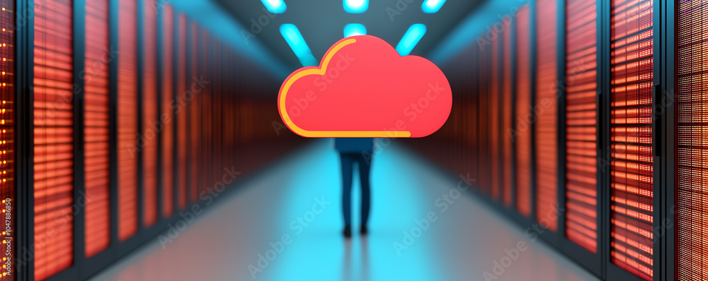 Aufkleber neonlit cloud systems, serverless processing hubs, digital data pathways