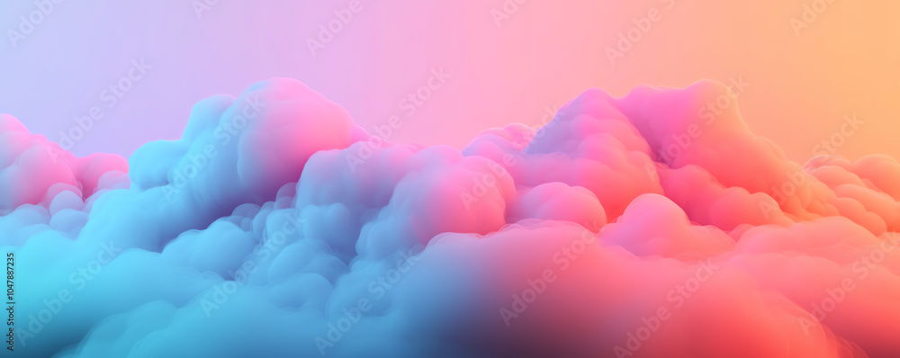Poster data streams, flowing serverless clouds, futuristic holographic interface