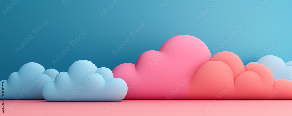 Poster floating data nodes, serverless cloud architecture, futuristic blue glow