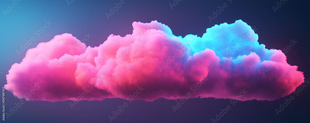 Poster transparent data clouds, serverless systems, abstract neon tech environment