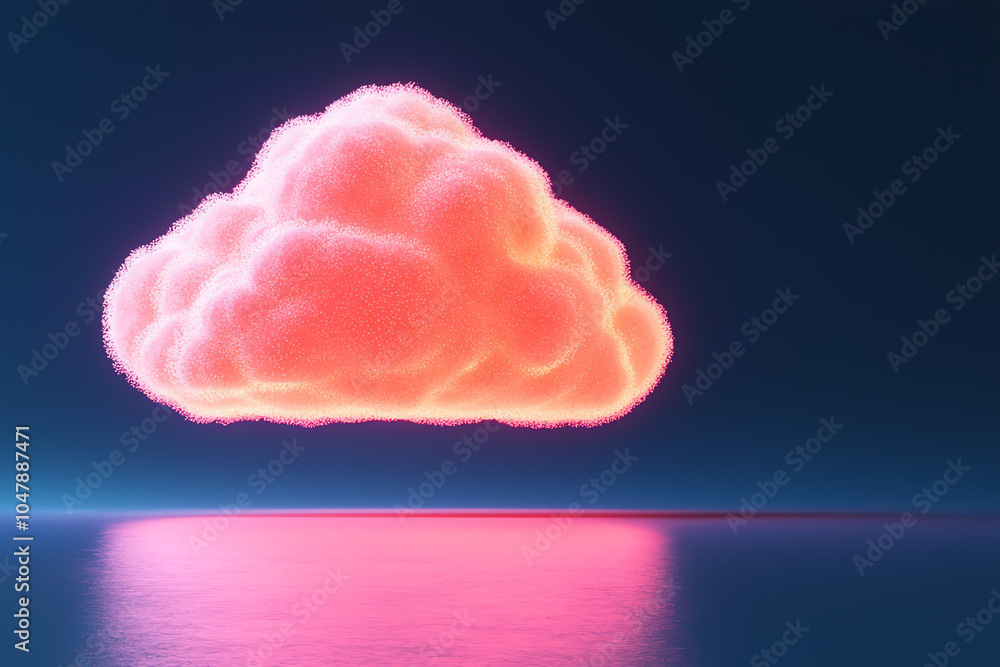 Aufkleber abstract cloud computing nodes, glowing serverless infrastructure, futuristic glow