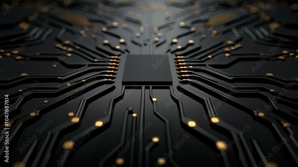Poster a sleek abstract design showcasing hightech digital connections with circuits and chips against a st