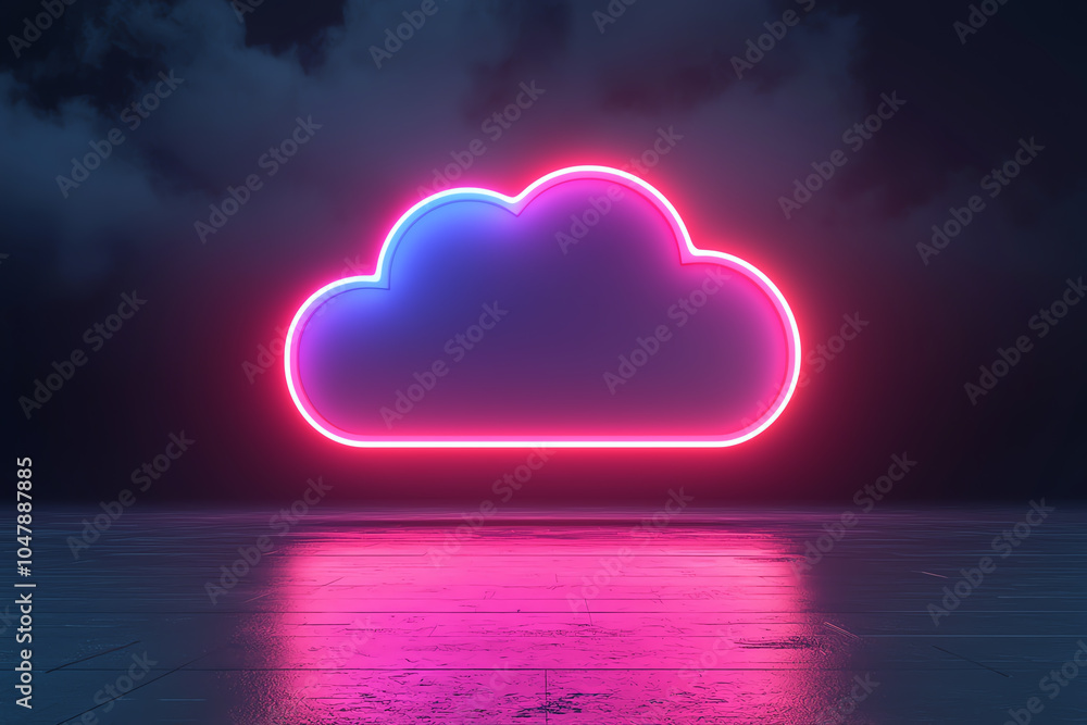Poster multicloud architecture, glowing serverless systems, futuristic digital grid