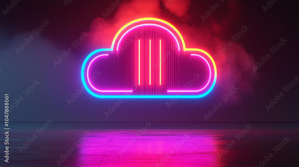 Poster cloud computing systems, holographic serverless network, abstract digital flow