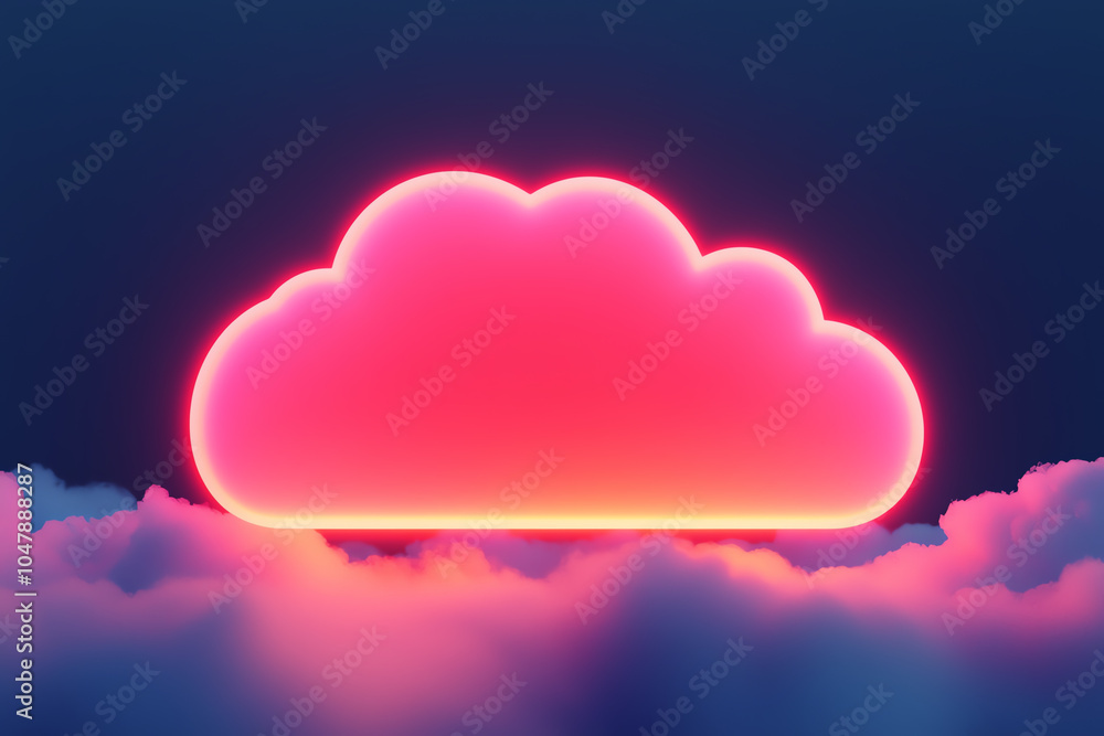 Poster abstract cloud computing nodes, glowing serverless infrastructure, futuristic glow