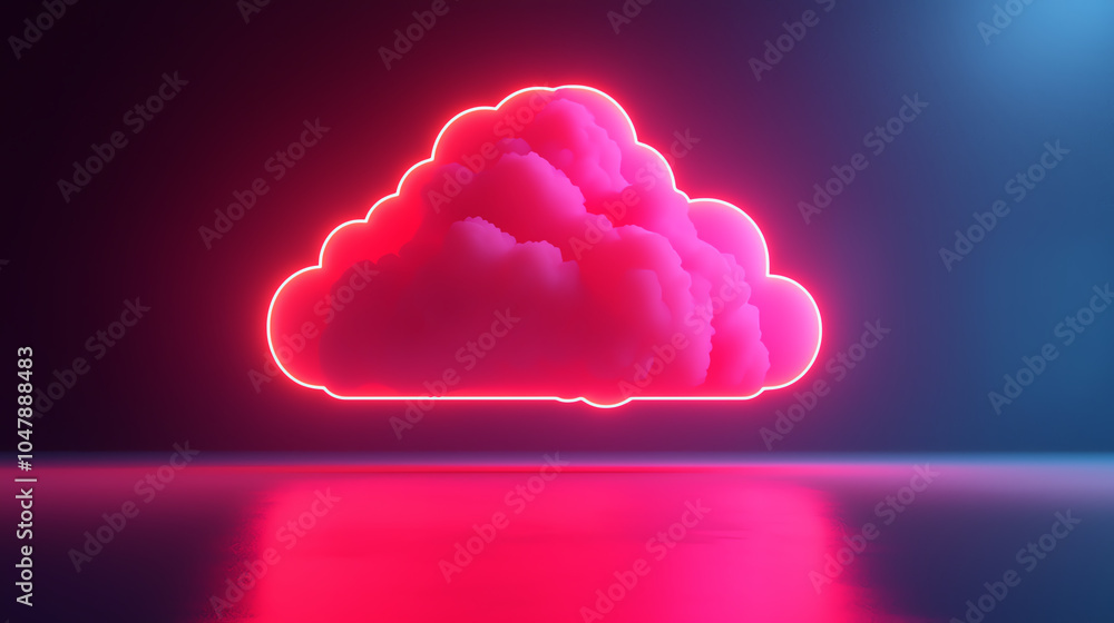 Poster data clouds, vibrant serverless systems, futuristic cyber network