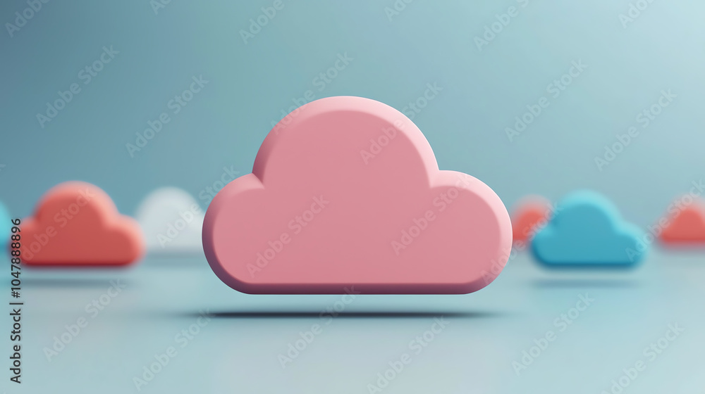 Aufkleber serverless data flow, vibrant cloud computing, futuristic skyline