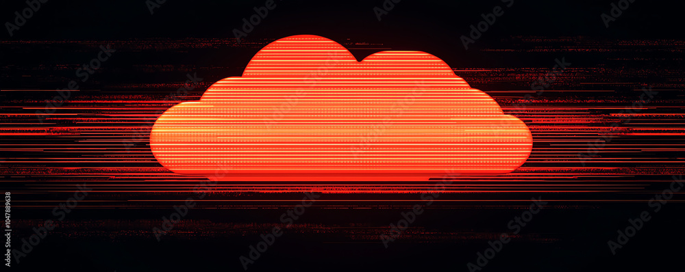 Poster serverless cloud technology, abstract neon data grids, futuristic environment