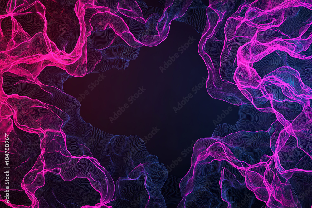 Poster abstract serverless network, floating data nodes, neon cyber glow