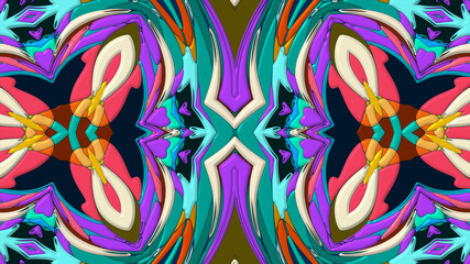 Abstract colorful psychedelic mandala kaleidoscope background pattern for a summer music festival
