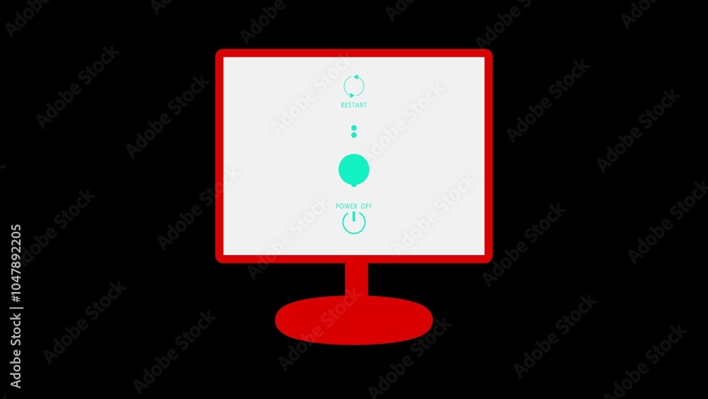 Poster turn off or restart the pc desktop, reboot now computer restart button on a touch screen display reb