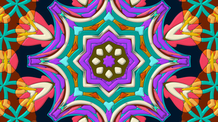 Abstract colorful psychedelic mandala kaleidoscope background pattern for a summer music festival

