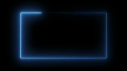 Neon Rectangle Border .Blue and pink neon rectangle frame. Black background 4k animation	
