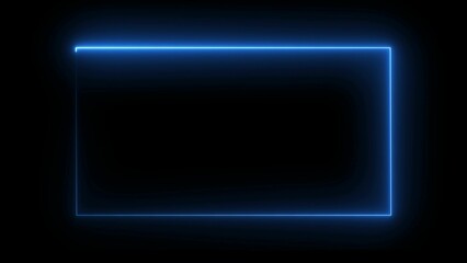 Neon Rectangle Border .Blue and pink neon rectangle frame. Black background 4k animation	