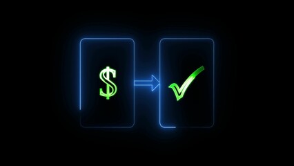 Smartphone to Smartphone dollar transfer. Mobile banking. Transfer Funds between Phones with Mobile Banking. animation in the cartoon style,	