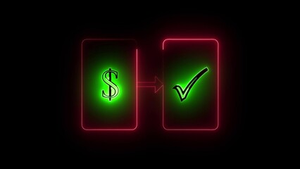 Smartphone to Smartphone dollar transfer. Mobile banking. Transfer Funds between Phones with Mobile Banking. animation in the cartoon style,	