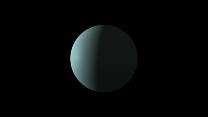 	
Planet Uranus with alpha channel overlay view from outer space 3d render. Planet Neptune orbiting, looped, solar system,	