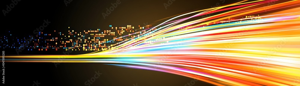 Sticker Abstract background with colorful light streaks.