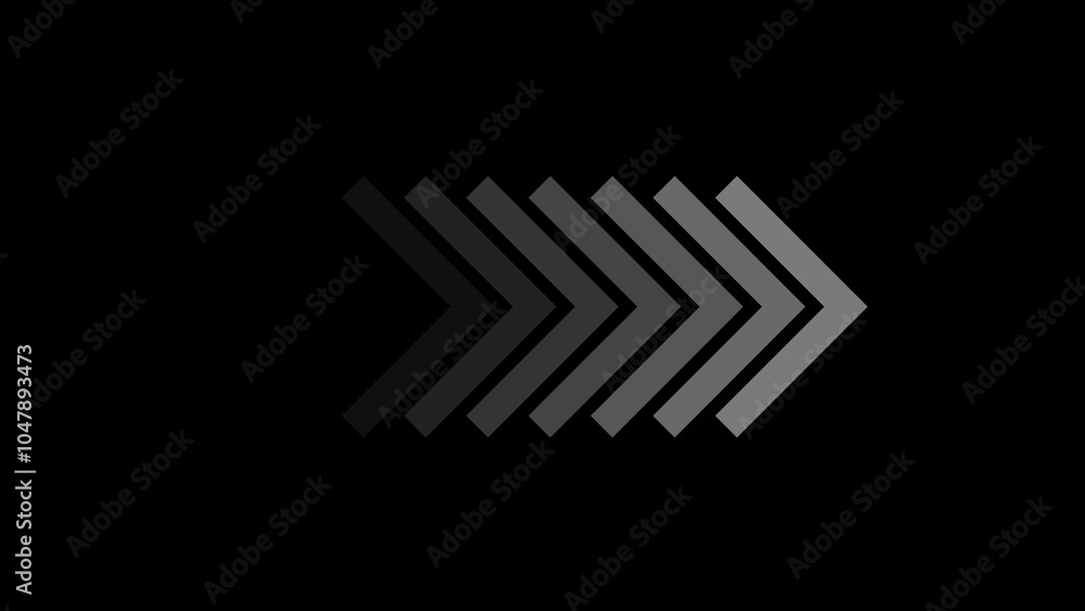 Aufkleber arrows flashing on and off in sequence, nimated looping swipe left black arrow pointing to the right