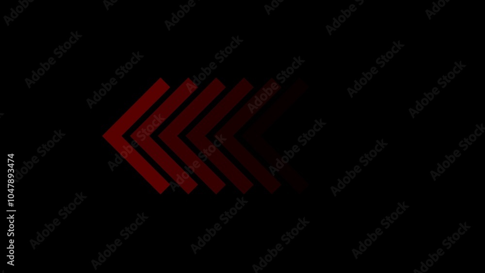 Aufkleber arrows flashing on and off in sequence, nimated looping swipe left black arrow pointing to the right
