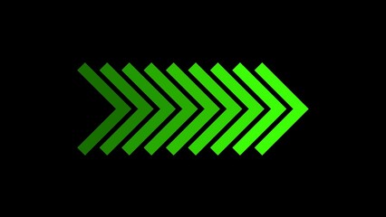  arrows flashing on and off in sequence, nimated looping swipe left black arrow pointing to the right isolated on a white background.