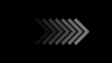  arrows flashing on and off in sequence, nimated looping swipe left black arrow pointing to the right isolated on a white background.