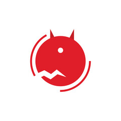 Logo devil shy or stupid unique design with blank background