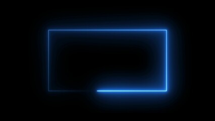  Neon Rectangle Border .Blue and pink neon rectangle frame. Black background 4k animation. abstract beautiful saber moving light frame