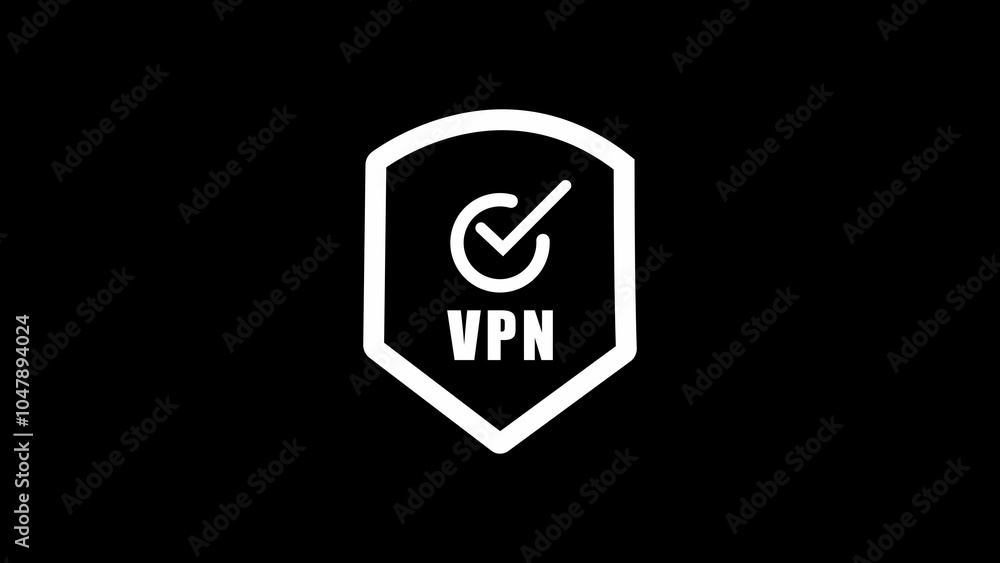 Poster animated vpn symbol with shield icon. animated vpn symbol with shield icon.