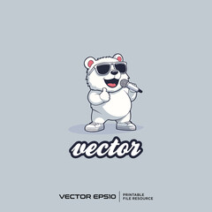 Illustration of a Cool Bear with Sunglasses and Microphone-Vector Design Art