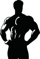 bodybuilder black and white silhouette illustration