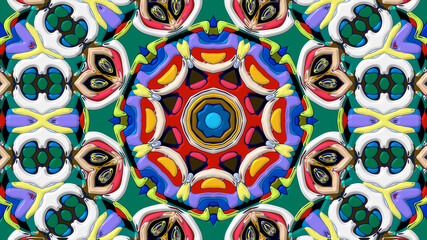 Colorful symmetrical abstract kaleidoscope background pattern for summer 