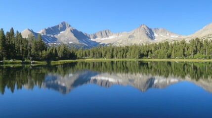 Pristine Mountain Lake with Perfect Reflection