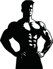 Fototapeta premium bodybuilder black and white silhouette illustration