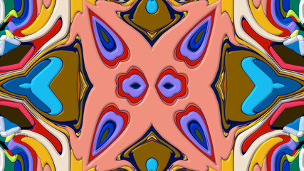 Colorful symmetrical abstract kaleidoscope background pattern for summer 
