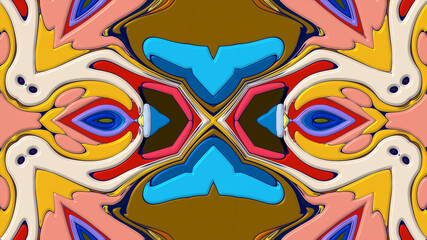 Colorful symmetrical abstract kaleidoscope background pattern for summer 
