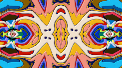 Colorful symmetrical abstract kaleidoscope background pattern for summer 