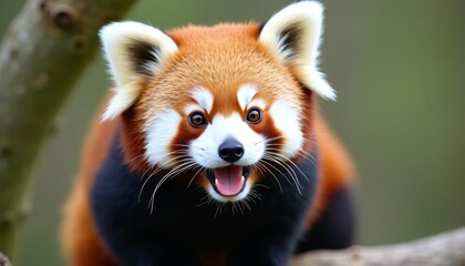 Obraz premium The joy of a red panda in the wild