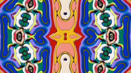 Colorful symmetrical abstract kaleidoscope background pattern for summer 