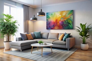 "Sleek Modern Living Room: AI Generated Contemporary Interior Design"
