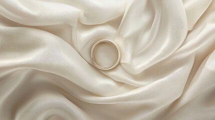 Obraz premium Elegant Gold Ring on Soft Satin Fabric
