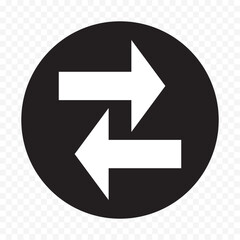 Data transfer arrows icon vector. Recycling, exchange, left and right and direction sing, up and down symbol arrow icon in transparent background. Vector illustration.