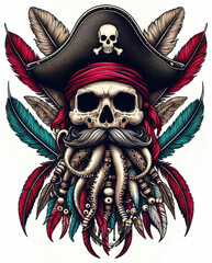 Fototapeta premium TRIBAL TATOO トライバル タトゥ 刺青ドクロ 海賊